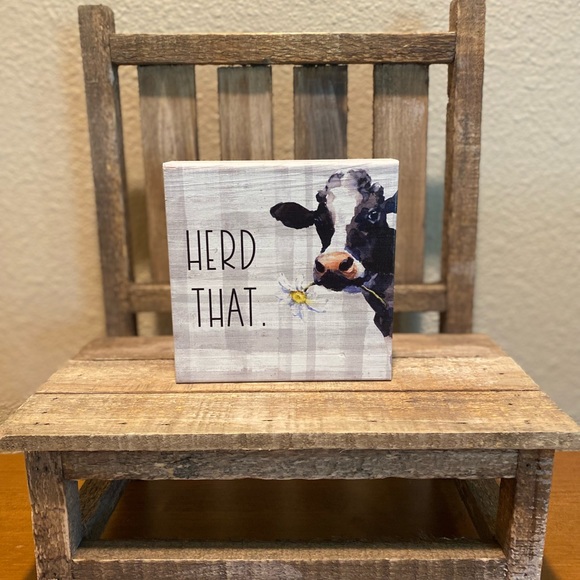 Farmhouse Cow Decor, Cow Herd That Wood Sign For Tier Trays, Small Cow Sign - Picture 5 of 10